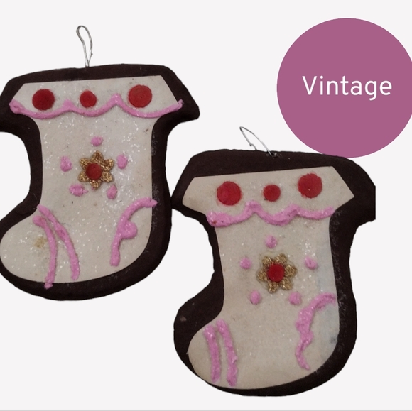 🍁 SALE 🧡 Vintage Country Living Pink Sugared Xmas Ornaments Set of 4 - Picture 5 of 6